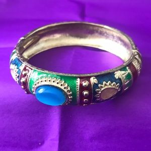 Cuff bracelet / large bangle with painted details